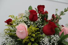 Load image into Gallery viewer, Red & Pink Rose Vase Arrangement