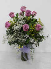 Load image into Gallery viewer, Purple Rose Vase Arrangement