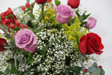 Load image into Gallery viewer, Red & Purple Rose Vase Arraangement