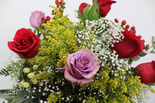 Load image into Gallery viewer, Red & Purple Rose Vase Arraangement