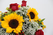 Load image into Gallery viewer, Red Rose & Sunflower Vase Arrangement
