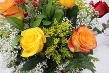 Load image into Gallery viewer, Mixed Rose Vase Arrangement (Warm Tones)