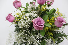 Load image into Gallery viewer, Purple Rose Vase Arrangement