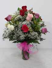 Load image into Gallery viewer, Mixed Rose Vase Arrangement (Sweet Tones)