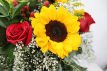 Load image into Gallery viewer, Red Rose & Sunflower Vase Arrangement