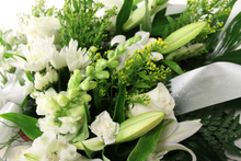 Load image into Gallery viewer, Norma's White Casket Spray Arrangement