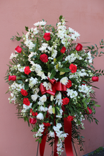 Load image into Gallery viewer, Norma's Red and White Standing Spray Arrangement