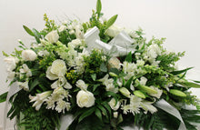Load image into Gallery viewer, Norma's White Casket Spray Arrangement