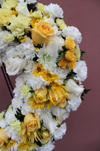 Load image into Gallery viewer, Norma's Yellow and White Open Heart Standing Arrangement