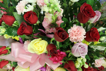 Load image into Gallery viewer, Norma's Red and Pink Standing Spray Arrangement