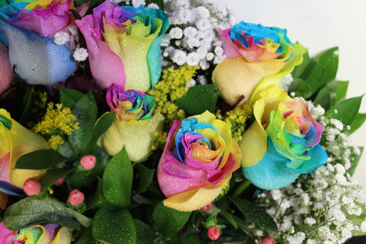 Rainbow Rose Bouquet – Norma's Flowers NJ