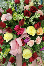Load image into Gallery viewer, Norma's Red and Pink Standing Spray Arrangement