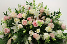 Load image into Gallery viewer, Norma's White and Pink Casket Spray Arrangement