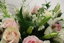 Load image into Gallery viewer, Norma's White and Pink Casket Spray Arrangement