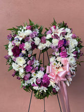 Load image into Gallery viewer, Pink and White Standing Open Heart