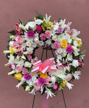 Load image into Gallery viewer, Pastel Wreath Standing Arrangement