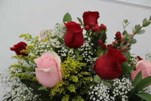 Red & Pink Rose Vase Arrangement