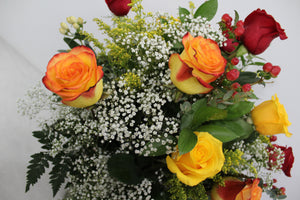 Mixed Rose Vase Arrangement (Warm Tones)