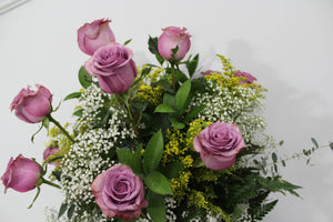 Purple Rose Vase Arrangement