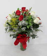 Load image into Gallery viewer, Red &amp; White Rose Arrangement
