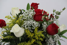 Load image into Gallery viewer, Red &amp; White Rose Arrangement
