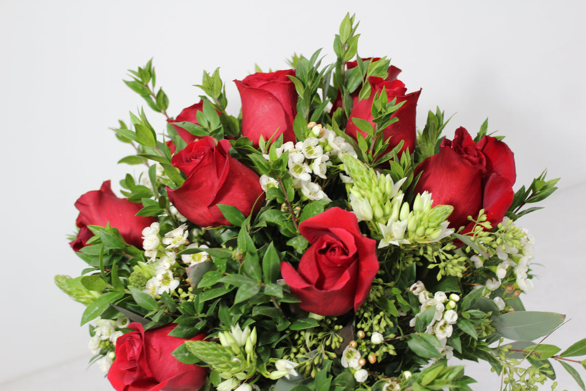 Short Red Rose Arrangement – Norma's Flowers NJ