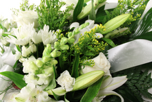 Load image into Gallery viewer, Norma&#39;s White Casket Spray Arrangement
