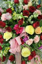 Load image into Gallery viewer, Norma&#39;s Red and Pink Standing Spray Arrangement
