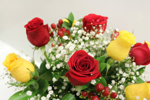 Red & Yellow Rose Vase Arrangement