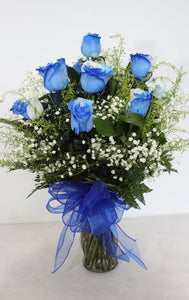 Blue Rose Vase Arrangement