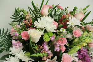 Pink and White Funeral Basket