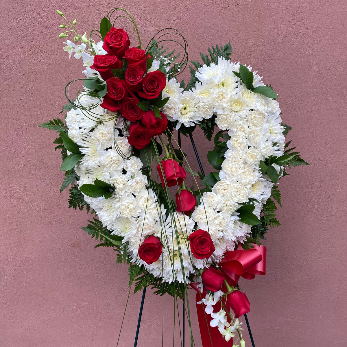 Red and White Standing Open Heart – Norma's Flowers NJ