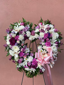 Pink and White Standing Open Heart